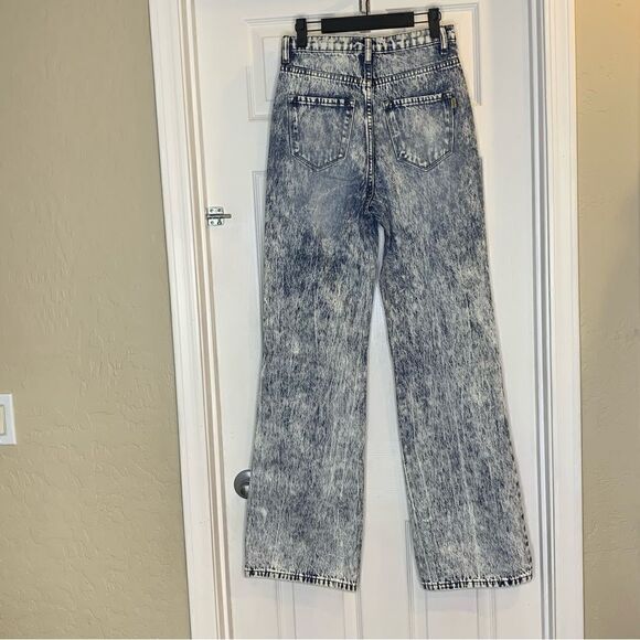 Vibrant Acid Wash High Rise Flare Leg Distressed Jeans Size 24 - Picture 2 of 11